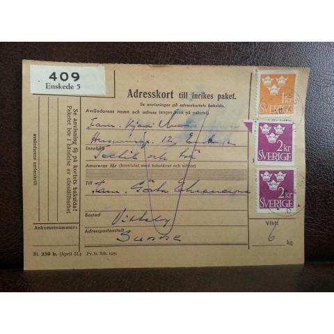 Frimärken  på adresskort - stämplat 1964 - Enskede 5 - Sunne