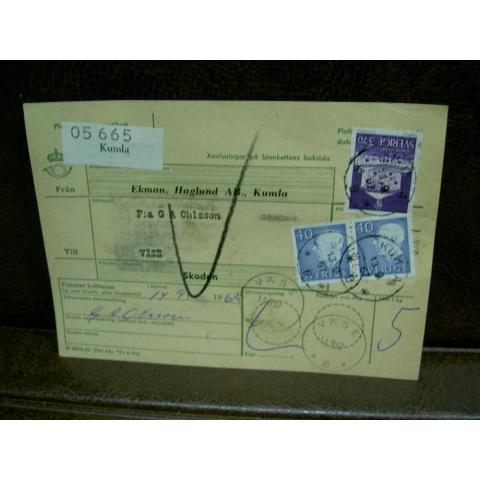 Paketavi med stämplade frimärken - 1967 - Kumla till Väse