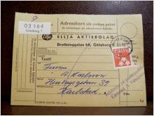 Frimärken på adresskort - stämplat 1961 - Göteborg 5 - Karlstad 