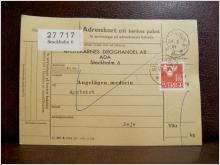 Frimärken på adresskort - stämplat 1961 - Stockholm 6 - Deje 