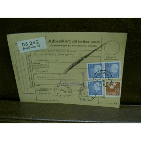 Paketavi med stämplade frimärken - 1965 - Stockholm 15 till Karlstad