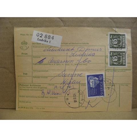 Frimärken  på adresskort - stämplat 1963 - Ludvika 1 - Sunne