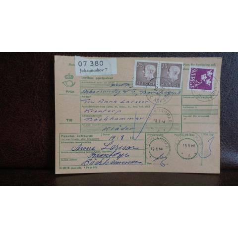 Paketavi med stämplade frimärken - 1964 - Johanneshov 7 - Bäckhammar