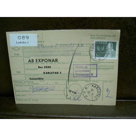 Paketavi med stämplade frimärken - 1965 - Ludvika 1 till Karlstad