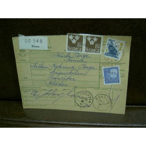 Paketavi med stämplade frimärken - 1965 - Kinna till Ransäter