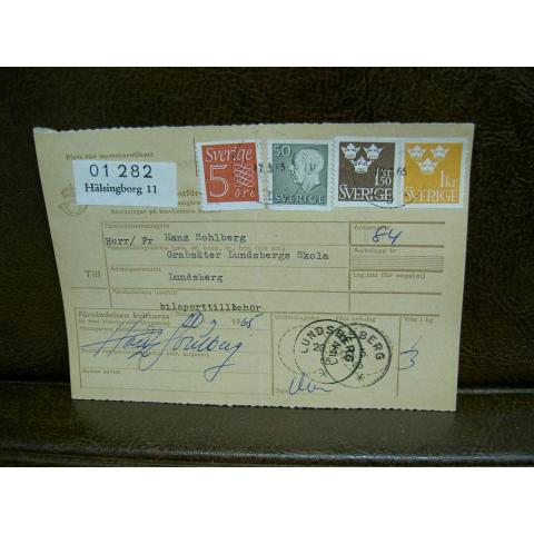 Paketavi med stämplade frimärken - 1965 - Hälsingborg 11 till Lundsberg