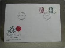 FDC Vinjett Olof Palme 1986 fina stämplar