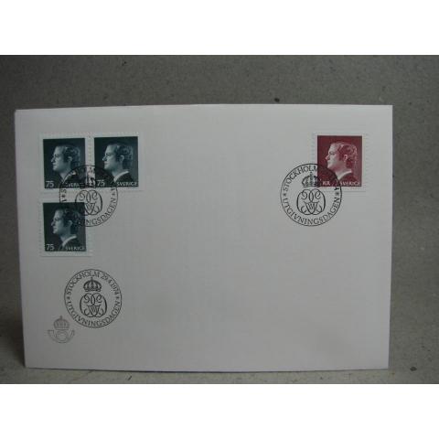 FDC Carl XVI Gustaf 29/4 1974 -  4 frimärken och med fina stämplar