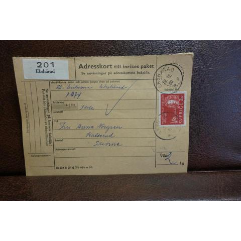 Frimärke på adresskort - stämplat 1963 -  Ekshärad   - Sunne