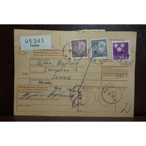 Frimärken  på adresskort - stämplat 1963 - Lerum - Sunne