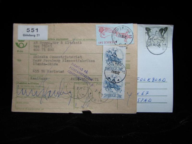 2 st Adresskort med stämplade frimärken - 1972 - Göteborg till Karlstad