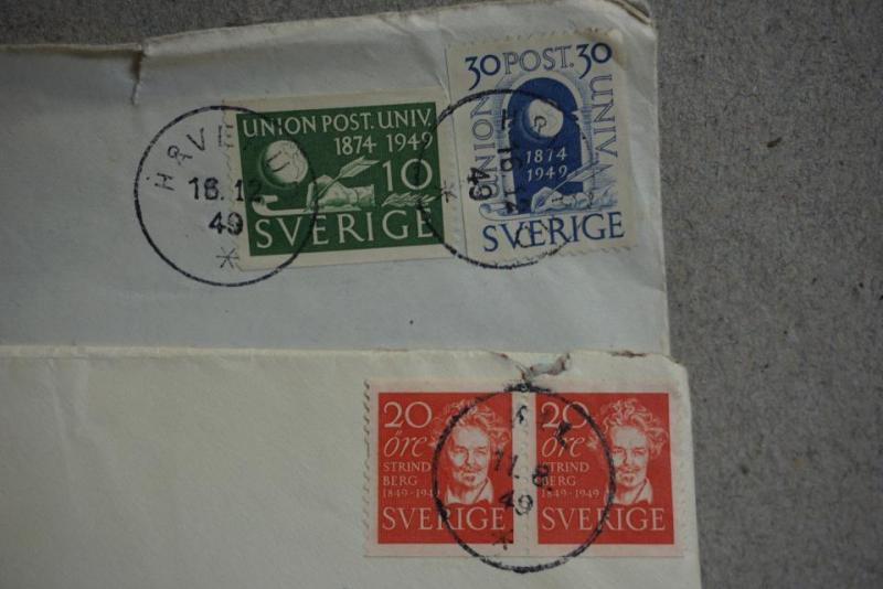 2 Brev med 2 + 2 frimärken från 1949 Karlstad Håverud