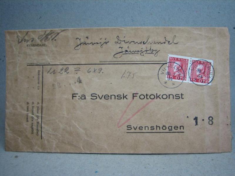 Försändelse med stämplade frimärken - Vilhelmina 30/7 -34