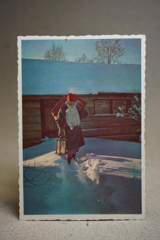 Gammalt Julkort - Stämplat Uddeholm och Limedsforsen  1962
