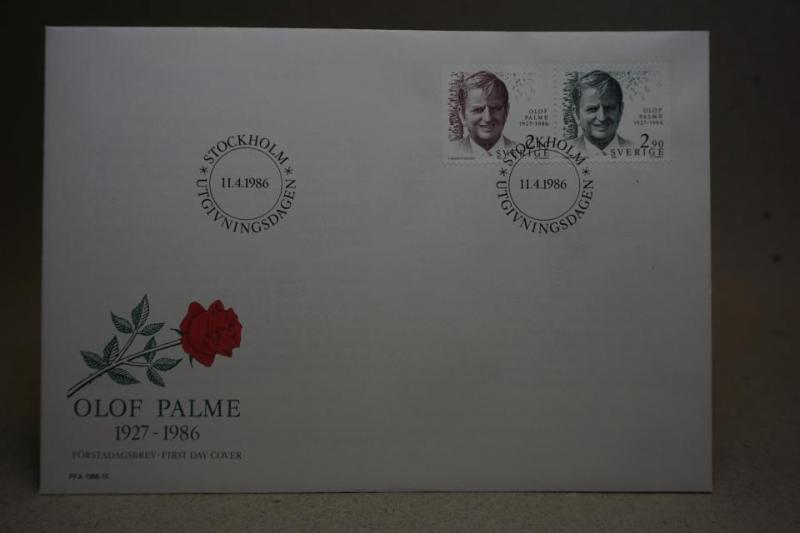 FDC Vinjett Fina Stämplar på Olof Palme 11 4 1986