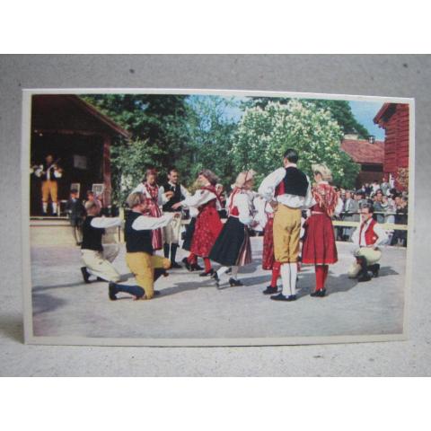 Folkdräkt Dans i fina folkdräkter Oskrivet gammalt vykort