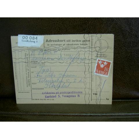 Paketavi med stämplade frimärken - 1961 - Sundbyberg 1 till Karlstad