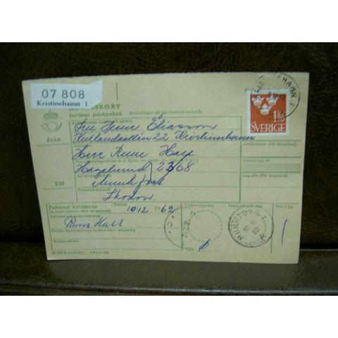 Paketavi med stämplade frimärken - 1962 - Kristinehamn 1 till Munkfors