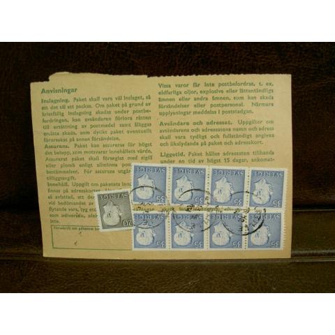 Paketavi med 9 st stämplade frimärken - 1964 -  Partille till Sunne