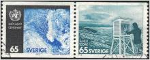 Facit #824SX2 Väderlekstjänsten 100 år, 65 öre blå/svart/blågrön