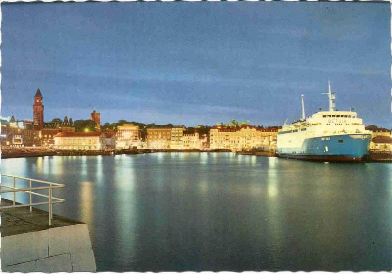 HELSINGBORG, Hamnen med färjan BETULA, obeg. A6-kort