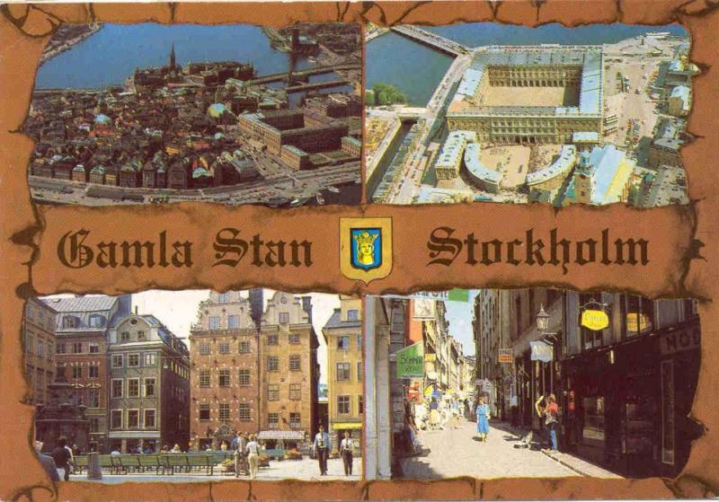 STOCKHOLM, Gamla Sta´n, postg. flerbilds A6-kort