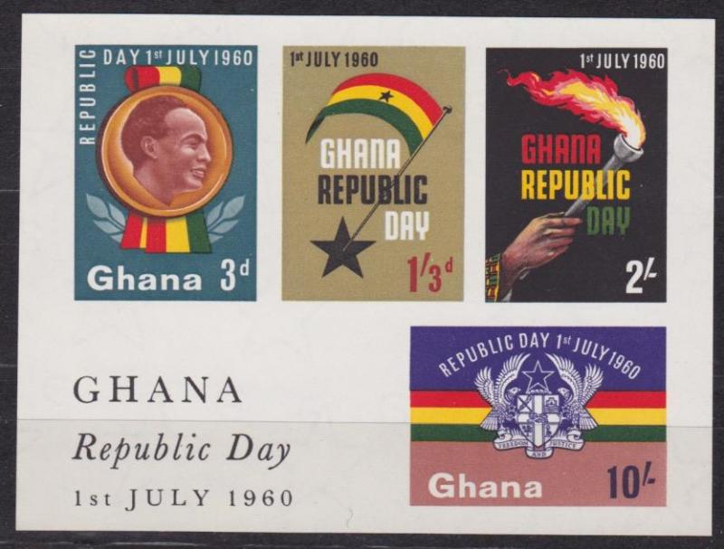 Ghana, block "Republic Day 1 st july 1960", postfriskt
