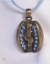 Raffigt designat halsband antik look, blå kristaller! 