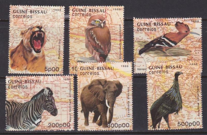 Guinea Ecuatorial, fåglar, vilda djur stämplat