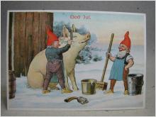  Julkort - Oskrivet - Tomtarna tvättar grisen
