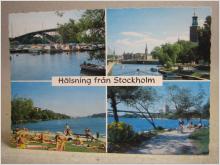 Vykort - Folkliv Bad Båtar vid Kungsholmen - Vyer över Stockholm 1990
