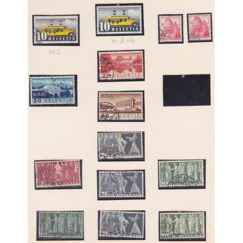 Schweiz,stämplat och ostämplade frimärken från 1930-talet