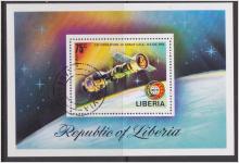 Liberia, block 75 c Co-operation in space USA- USSR 1975, stämplat.