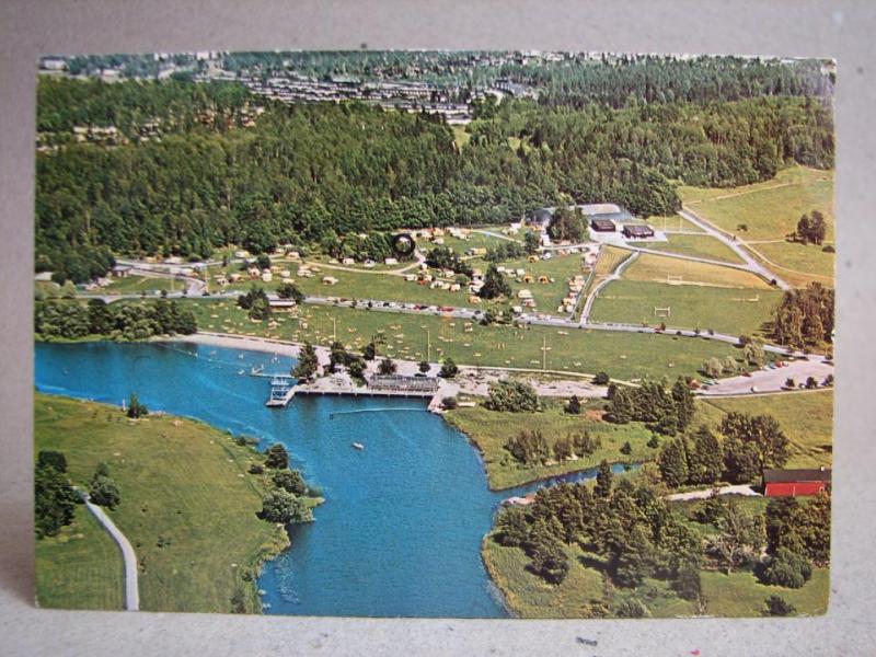 Vykort - Flygvy över Vilsta Bad och Camping Eskilstuna 1982