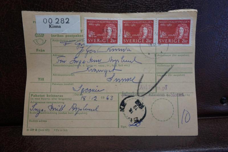 Frimärken på adresskort - stämplat 1963 - Kinna  - Sunne