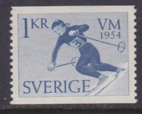 VM på skidor 1954, F 455 1 kr blå **, katalog 70 kr