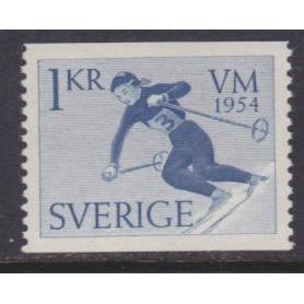 VM på skidor 1954, F 455 1 kr blå **, katalog 70 kr