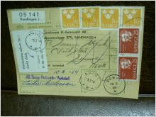 Paketavi med 6 st stämplade frimärken + skadat skick - 1964 - Bandhagen 1 till Sunne