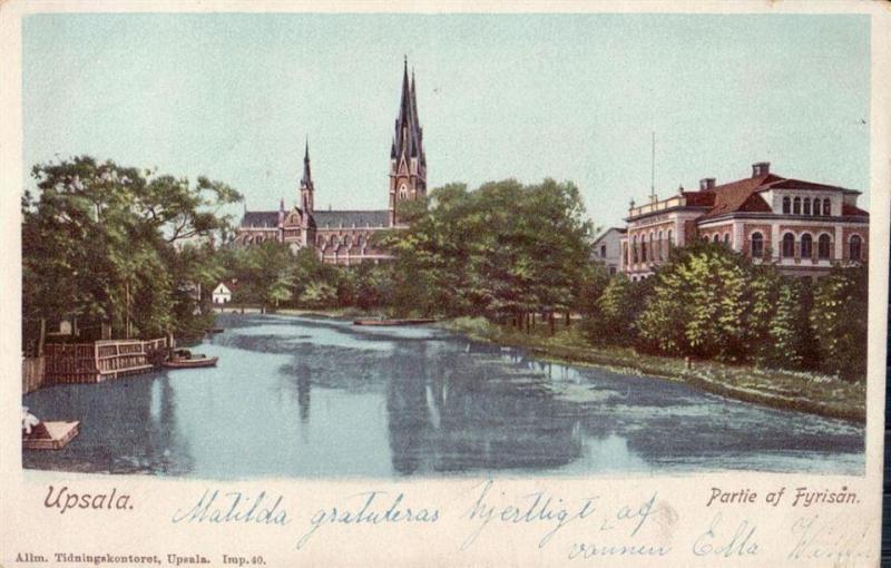 Uppsala, Parti av Fyrisån. Postgånget 1905