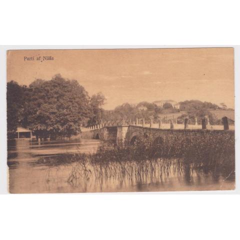 Parti af Nääs, stenbro över vatten skickat 1915