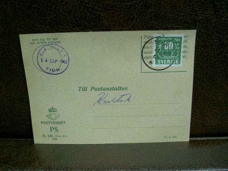 Paketavi med stämplade frimärken - 1962 -  Sunne till Karlstad 1