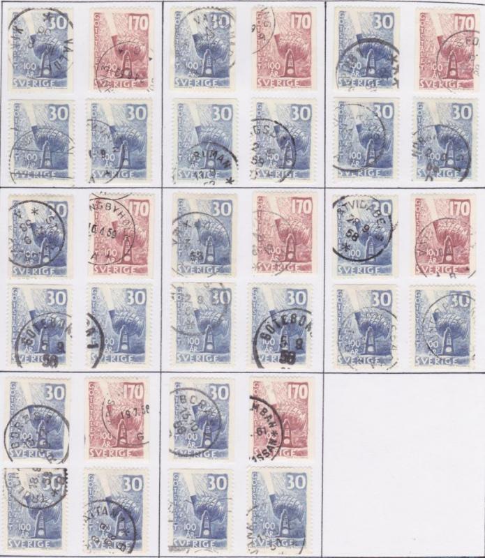 F 495-6 Götstålet 100 år, 8 stämplade serier med A och B märken, katalog 160 kr