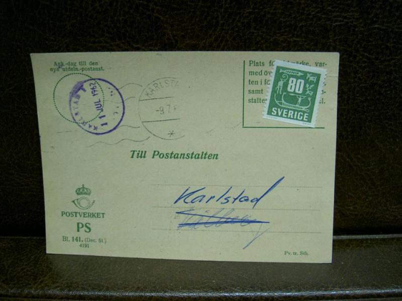 Paketavi med stämplade frimärken - 1962 -  Karlstad till Karlstad 1