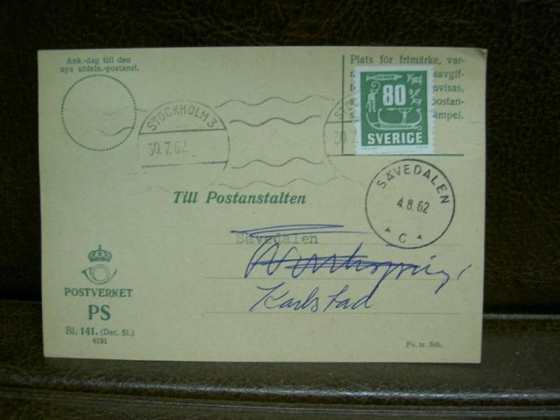Paketavi med stämplade frimärken - 1962 -  Stockholm 3 till Karlstad 