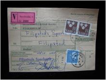 Adresskort med stämplade frimärken - 1964 - Stockholm till Filipstad
