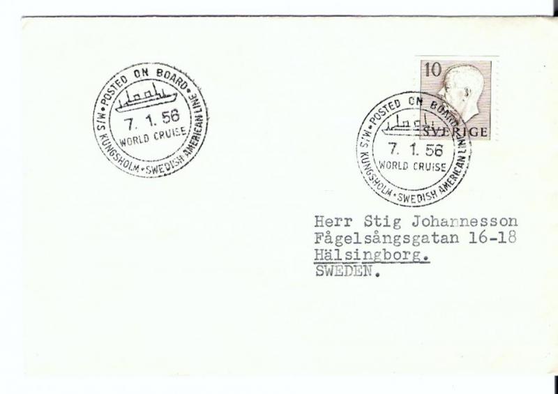 FRIMÄRKEN. BREV SVENSKA AMERIKA LINJEN 1956.