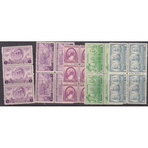 USA, ** frimärken i block från 1936-7