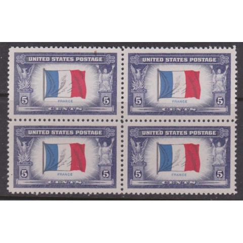 USA, M 515 Flaggor "France" ** i 4-block
