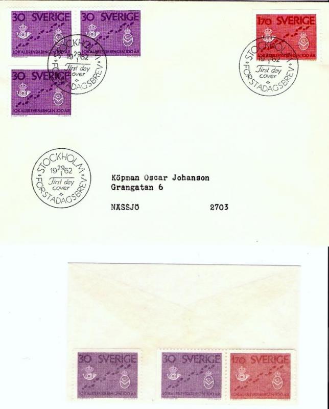  FDC  Sverige. 1962. med frimärke 