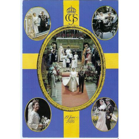  V Y K O R T. Bröllop 1976,, Kung Carl XVI och drottning Silvia. ULTRA kort.